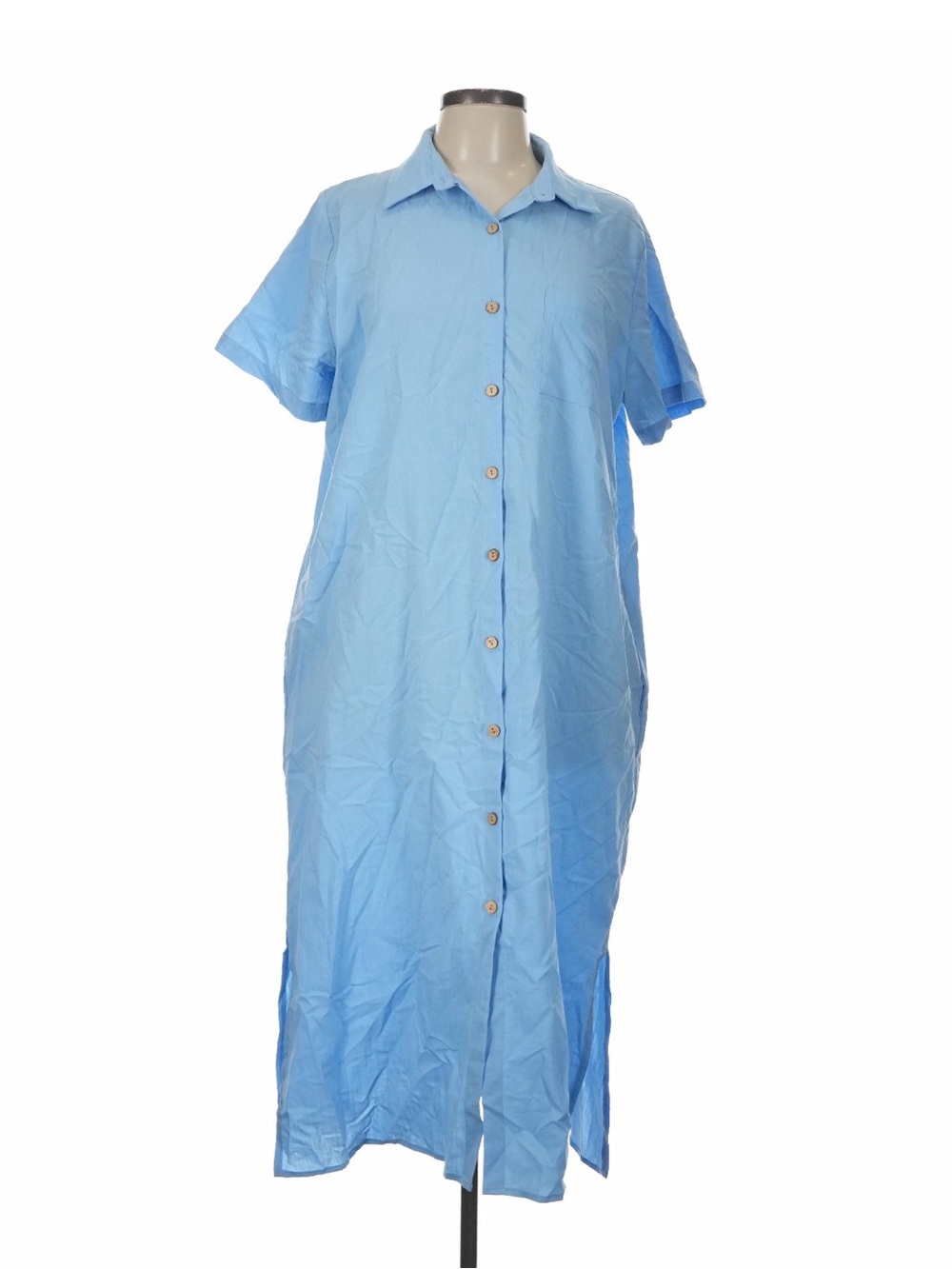 Light Blue Button-Front Women’s Shirt Dress